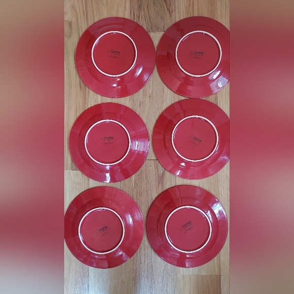 JC Penney Italiana Red Dessert Salad Plates Ribbed Rim 7.5 Inches - Picture 7 of 8